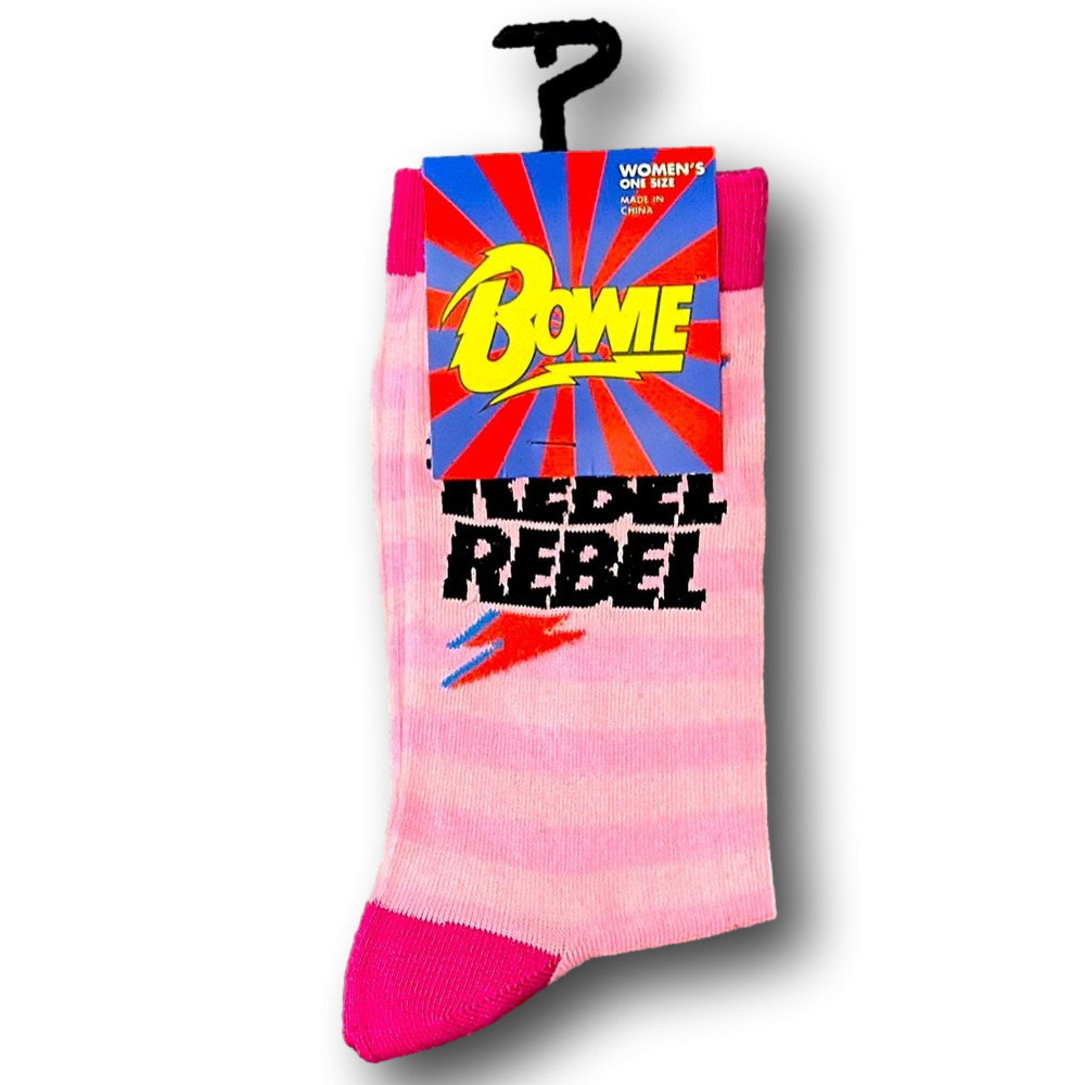 3/$20 David Bowie "Rebel Rebel" Funny Novelty Crew Socks - NWT